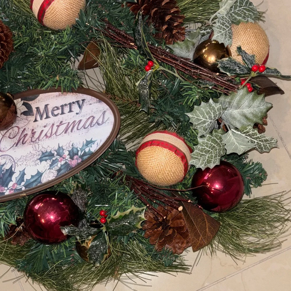 Festive Christmas Wreath with Red and Green Accents